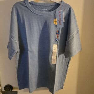Cat & Jack Sky Blue Kids Tee with Patch Accents